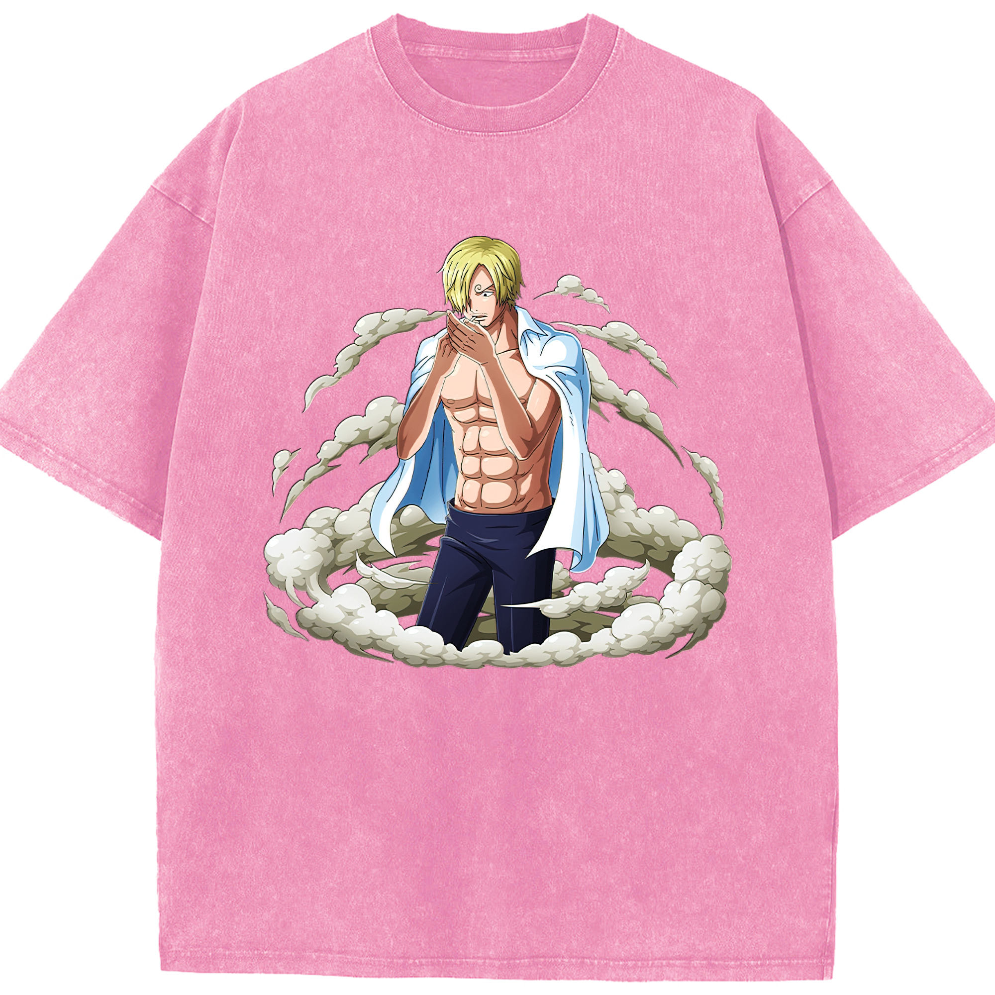 （画像用） ワンピース サンジ ONE PIECE Sanji 綿100% ヴィンテージ風 半袖Tシャツ（フロントプリント）
